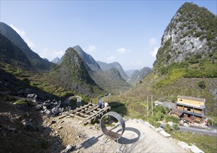 View of the Dong Van UNESCO Global Geopark at the Youth Monument, Ha Giang Province, Vietnam, Asia