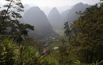 Karst rocks in the Dong Van Karst Plateau UNESCO Global Geopark, Ha Giang Province, Vietnam, Asia