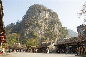 Karst hill in the centre of the old town of Dong Van, Ha Giang province, Vietnam, Asia