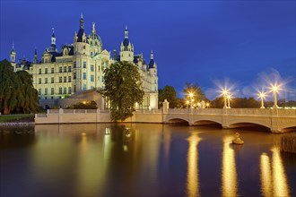 Castle by night Schwerin Germany