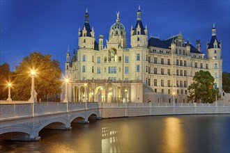 Castle by night Schwerin Germany