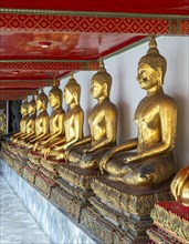 Buddha images at Phra Rabiang cloister, Wat Pho complex, Bangkok, Thailand, Asia