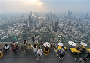 View of skyscrapers of the central business district of Bangkok from the observation deck of the