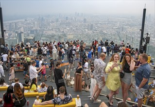 View of skyscrapers of the central business district of Bangkok from the observation deck of the