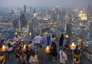 View of skyscrapers of Bangkok skyline from the observation deck of the King Power Mahanakhon