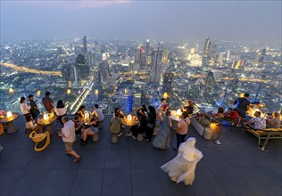 View of skyscrapers of the central business district of Bangkok from the observation deck of the