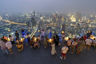 View of skyscrapers of Bangkok skyline from the observation deck of the King Power Mahanakhon