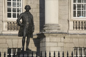 A statue of Edmund Burke (b. 1729) done by J.H Foley and standing in front of Trinity College,