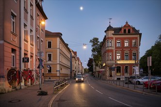 Hotel Fürstenhof am Bauhaus, blue hour, dusk, Weimar, Thuringia, Germany, Europe