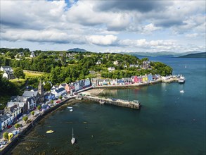 Tobermory from a drone, Isle of Mull, Scottish Inner Hebrides, Scotland, UK