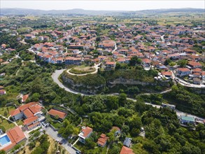 Aerial view, Afytos, Afitos, Athitos, Kassandra Peninsula, Chalkidiki, Greece, Europe