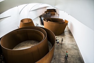 Guggenheim Museum, architect Frank Gehry, interior view, artist Richard Serra, Bilbao, Basque