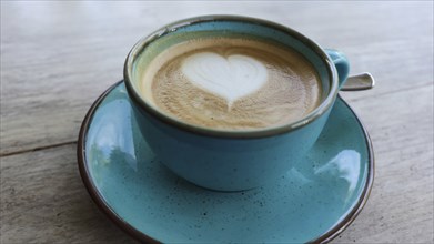 Cappuccino with a heart, Bavaria, Germany, Europe