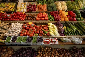 Salad, vegetables, display, Kleinmarkthalle, covered market hall, Frankfurt am Main, Hesse,