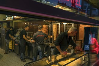 Kebab shop in a pedestrian zone, Bavaria, Germany, Europe