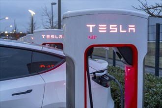 Tesla Supercharger Station, fast charging stations from Tesla, Paderborn, North Rhine-Westphalia,