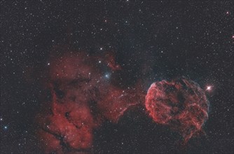 IC443, jellyfish nebula, galactic supernova remnant in the constellation Gemini on the ecliptic