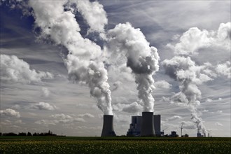 Neurath lignite-fired power plant, units F and G, the largest power plant in Germany, Grevenbroich,