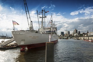 Museum ship Cap San Diego, St. Pauli Landungsbrücken, Hamburg, Germany, Europe