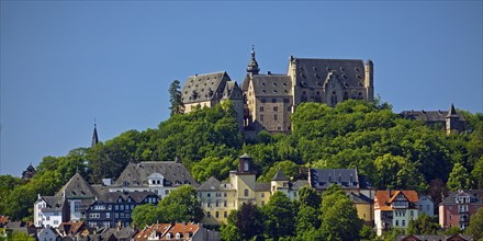 The landgrave's castle above the old town in Marburg an der Lahn, Hesse, Germany, Europe