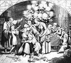 Martin Luther's winter joys with his family, room, winter, joy, Christmas, crossbow, presents, fir