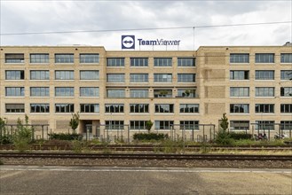 TeamViewer headquarters with company logo, remote maintenance software, Bahnhofsplatz Göppingen,