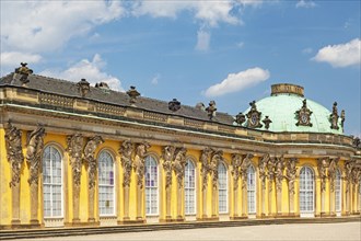 Palace façade, Sanssouci, Potsdam, Brandenburg, Germany, Europe