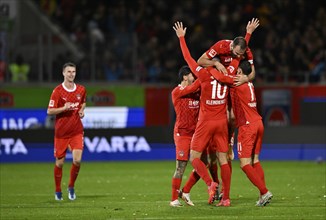 Goal celebration Tim Kleindienst 1. FC Heidenheim 1846 FCH (10) l, Voith-Arena, Heidenheim,