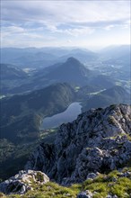 Evening mood View from Scheffauer on Hintersteiner See and Inntal, Kaisergebirge, Wilder Kaiser,