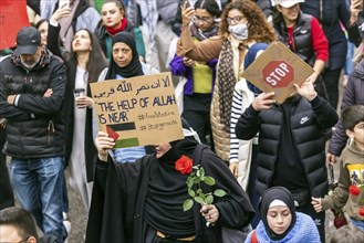 Rally of pro-Palestinian demonstrators. They demand an end to the oppression of the Palestinians