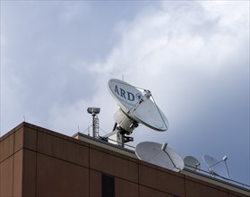 Satellite dish on the roof of the ARD capital office, Berlin, Germany, Europe