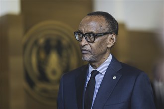 Paul Kagame, President of Rwanda, photographed during a joint meeting with Annalena BÃ¤rbock (not