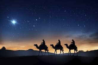 Christmas Jesus birth concept, Adoration of the Magi, Three Wise Men, Three Kings, and the Three