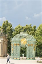 Grid Pavilion, golden sun, Palace, Sanssouci, Potsdam, Brandenburg, Germany, Europe