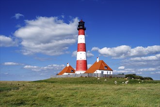 The lighthouse of Westerhever, Westerheversand, Germany, Schleswig-Holstein, St. Peter Ording,