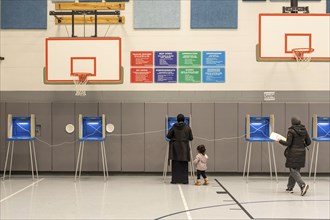 Deaarborn, Michigan USA, 27 February 2024, Voting at Geer Park School in Michigan's Presidential