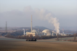 Energy transition, shutdown Neckarwestheim nuclear power plant, field landscape, Neckarwestheim,