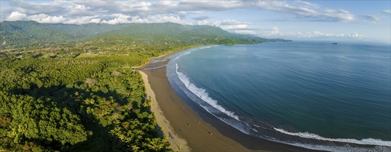 Aerial view, waves, beach and rainforest, Marino Ballena National Park, Osa National Park, dream