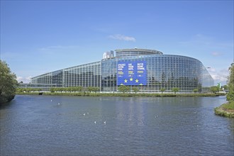 EU Parliament on the river Ill, European, Parliament, European Parliament, banner, poster,