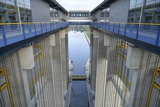 View into the trough, New Niederfinow North Ship's Hoist, Brandenburg, Germany, Europe