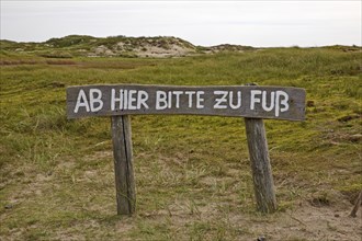 Note From here please on foot, nature reserve, protected zone, Norderney Island, East Frisia, Lower