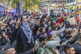 Rally of pro-Palestinian demonstrators. They demand an end to the oppression of the Palestinians