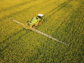 Crop protection products are applied to a rapeseed field on the outskirts of Dresden