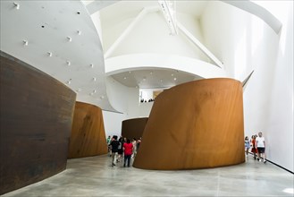 Guggenheim Museum, architect Frank Gehry, interior view, artist Richard Serra, Bilbao, Basque