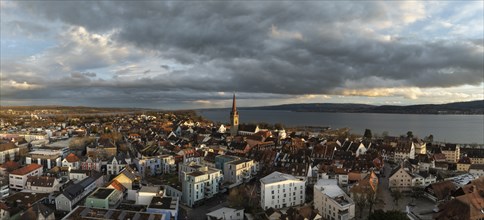 Panorama, aerial view of the town of Radolfzell on Lake Constance, district of Constance,