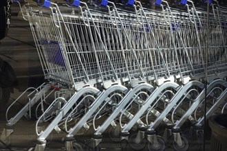 Shopping trolley in supermarket, Saxony, Germany, Europe