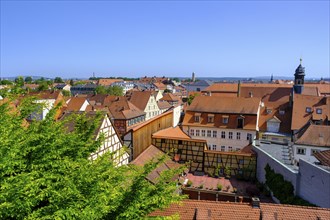 View from the Rose Garden, New Residence, to the Old Town, Domberg, Bamberg, Upper Franconia,