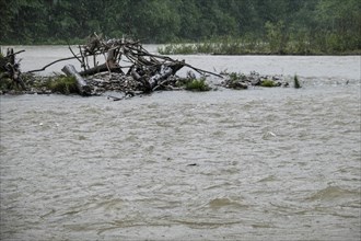 Flood, continuous rain, river, rain, flooding, Upper Bavaria, force of nature, climate, climate