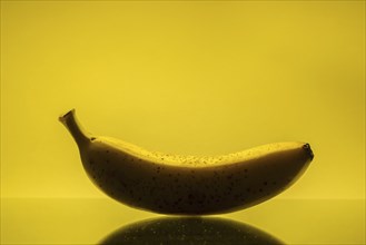 Banana against yellow background