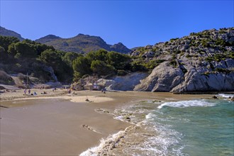 Cala de Sant Vicenc beach and Cape Formentor, Pollença, Serra de Tramuntana, Majorca, Balearic